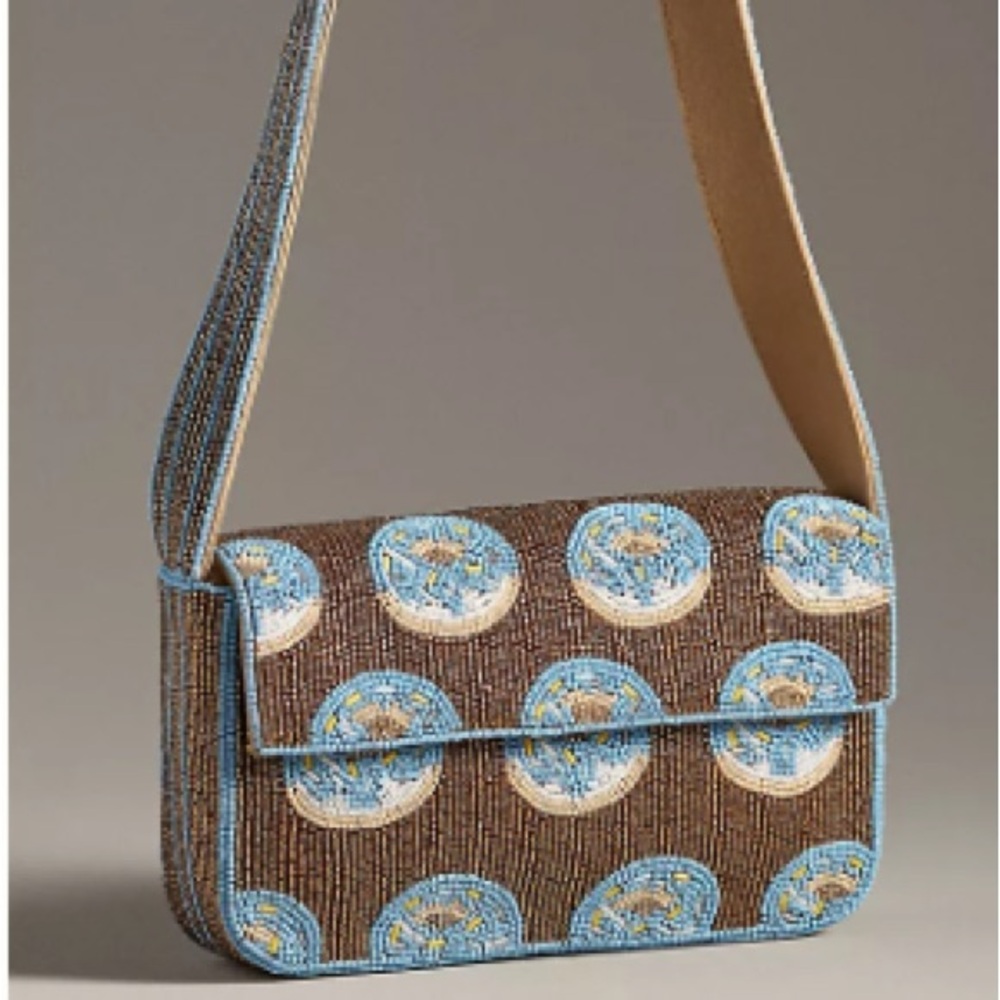 Anthropologie Fiona Beaded Bag Doughnut New With Tag